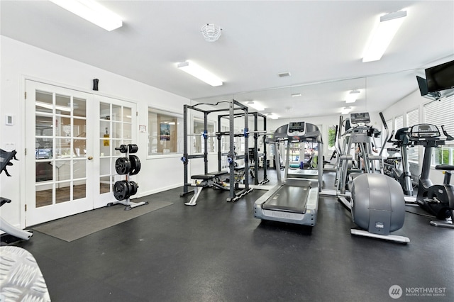 23335 Cedar Way Unit B204, Mountlake Terrace, WA 98043 - exercise room featuring french doors and healthy amount of natural light