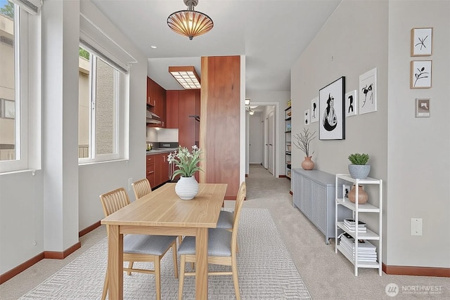 1156 Alki Ave SW Unit 202, Seattle, WA 98116 - dining area with light colored carpet and a ceiling fan