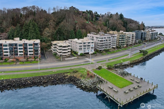 1156 Alki Ave SW Unit 202, Seattle, WA 98116 - drone / aerial view of apartment complex / building and a large body of water
