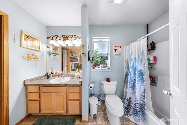 1121 22nd St, Bellingham, WA 98225 - bathroom with vanity, shower / bath combination with curtain, and tile patterned floors