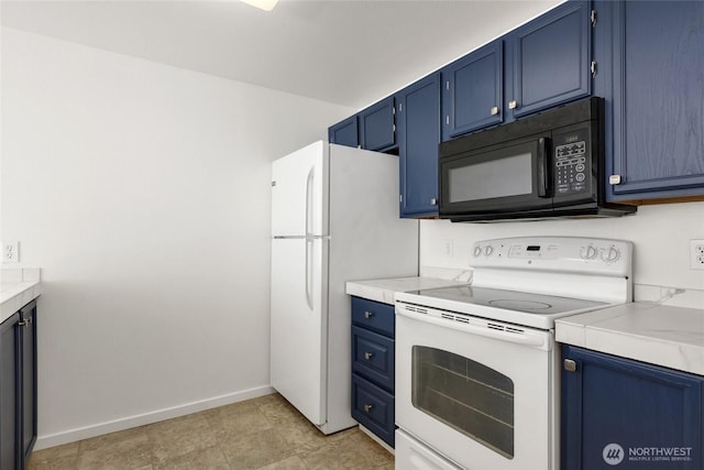 10501 8th Ave NE Unit 334, Seattle, WA 98125 - kitchen featuring white appliances, blue cabinets, and light countertops