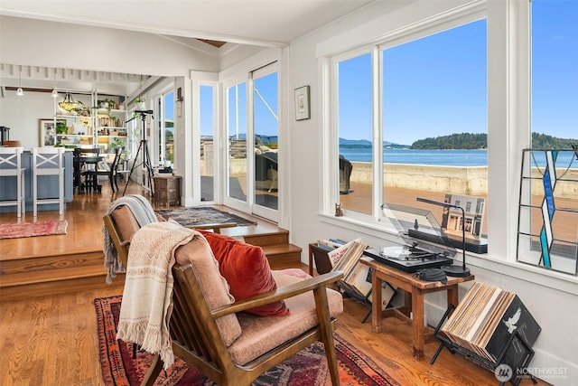 10843 Point Vashon Dr SW, Vashon, WA 98070 - sunroom with wood finished floors and a water view