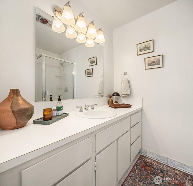 10843 Point Vashon Dr SW, Vashon, WA 98070 - bathroom with vanity and a stall shower