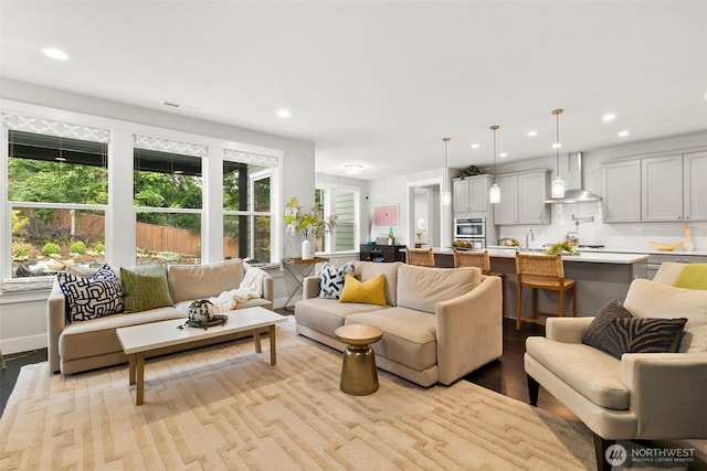 305 Field Pl SE, Renton, WA 98059 - living area featuring recessed lighting and light wood-style floors