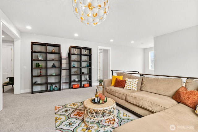 305 Field Pl SE, Renton, WA 98059 - carpeted living area featuring a chandelier and recessed lighting