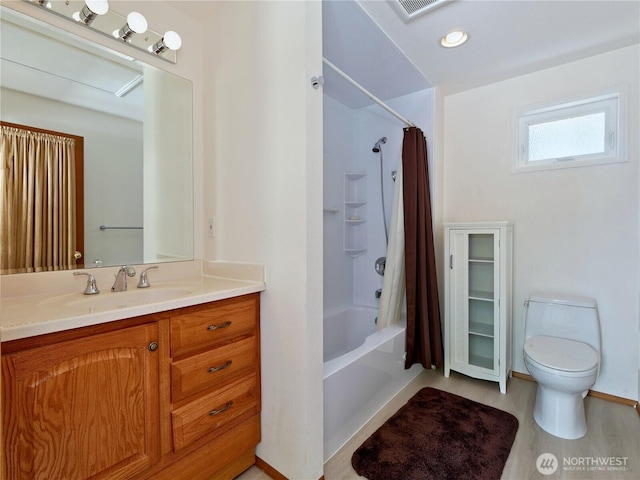 22019 NE 26th Pl, Sammamish, WA 98074 - bathroom featuring vanity and shower / bathtub combination with curtain
