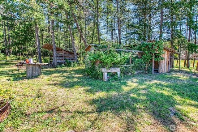 93 Ship Bay Ln, Orcas Island, WA 98245 - view of grassy yard featuring an outbuilding