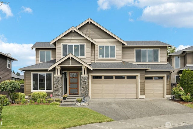 5624 S 344th Ct, Auburn, WA 98001 - view of front of home with a garage, asphalt driveway, a front lawn, and a shingled roof