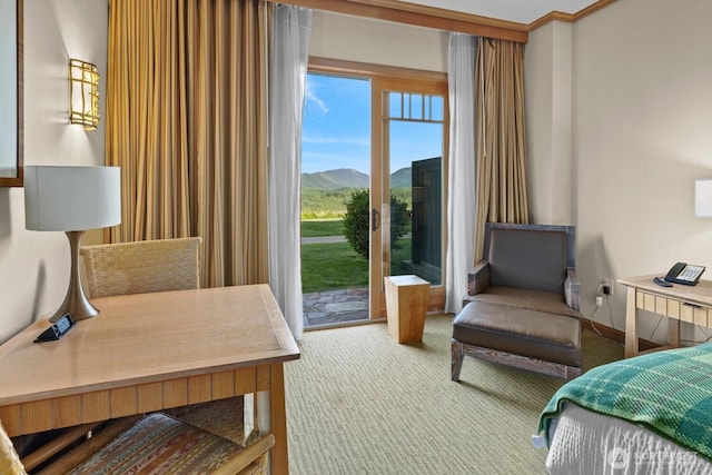 3600 Suncadia Trl Unit 1137, Cle Elum, WA 98922 - bedroom featuring carpet floors, access to outside, and a mountain view