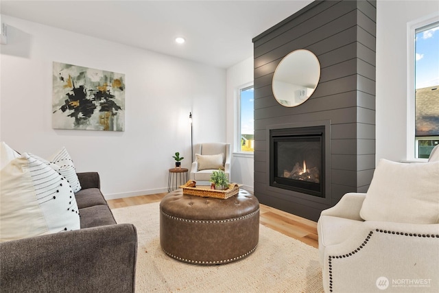251 Sweet Gum Dr, Blaine, WA 98230 - living room featuring wood finished floors, a fireplace, and recessed lighting