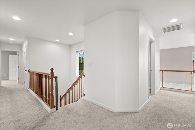 7701 Rushmore Ave NE, Lacey, WA 98516 - hallway featuring an upstairs landing, carpet floors, and recessed lighting