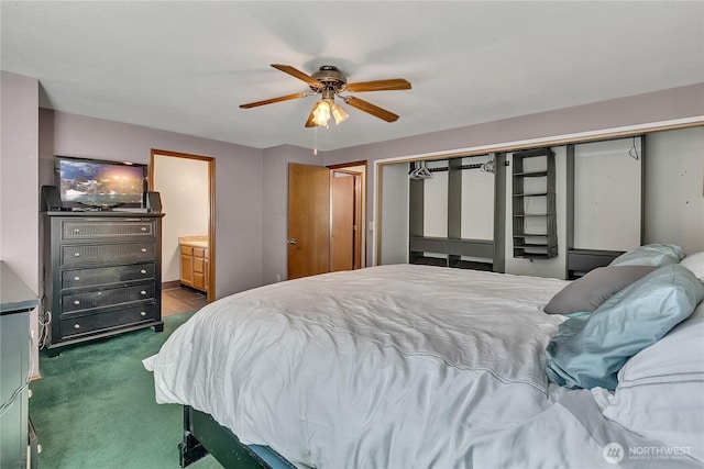 25128 168th Pl SE, Covington, WA 98042 - bedroom with dark carpet and ceiling fan