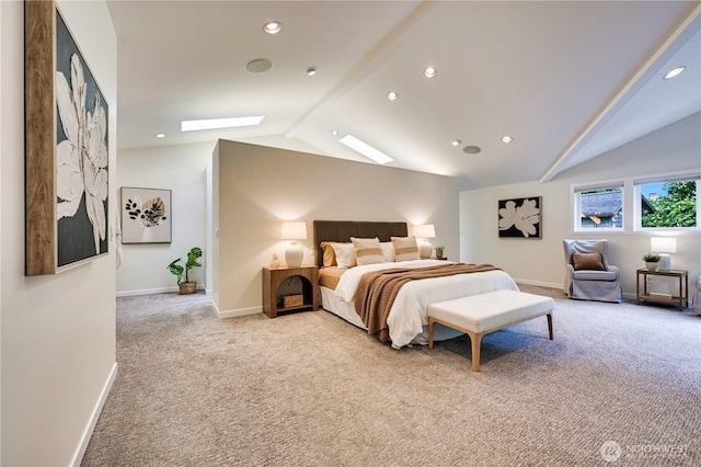 804 109th Ave SE, Bellevue, WA 98004 - carpeted bedroom featuring a skylight, lofted ceiling, and recessed lighting
