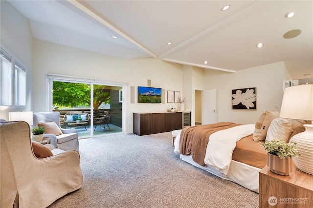 804 109th Ave SE, Bellevue, WA 98004 - bedroom with access to outside, carpet flooring, and recessed lighting