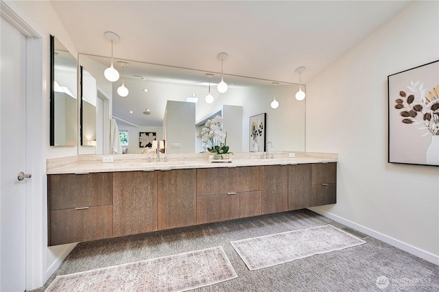 804 109th Ave SE, Bellevue, WA 98004 - bathroom featuring vaulted ceiling and double vanity