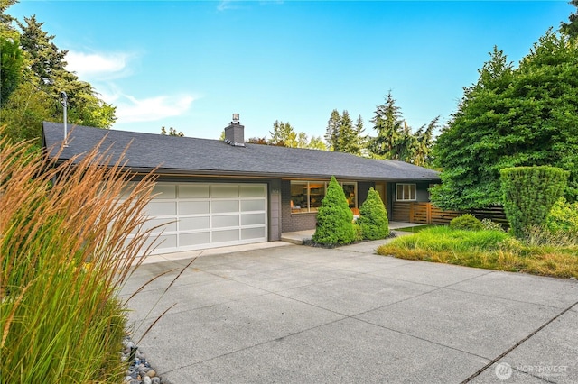 804 109th Ave SE, Bellevue, WA 98004 - ranch-style home featuring driveway, a garage, a chimney, and brick siding