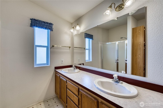 1915 140th St E Unit 193, Tacoma, WA 98445 - bathroom with a shower stall and double vanity