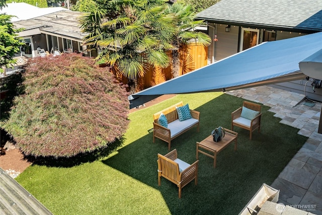 11627 NE 75th St, Kirkland, WA 98033 - view of green lawn with a patio and outdoor lounge area