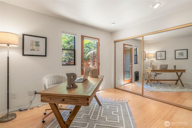 11627 NE 75th St, Kirkland, WA 98033 - office area featuring wood finished floors and baseboards