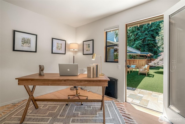 11627 NE 75th St, Kirkland, WA 98033 - office area with baseboards and wood finished floors