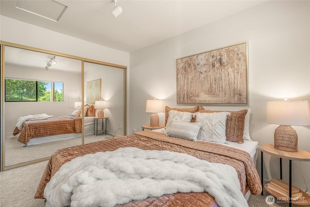 11627 NE 75th St, Kirkland, WA 98033 - bedroom with carpet, rail lighting, a closet, and attic access