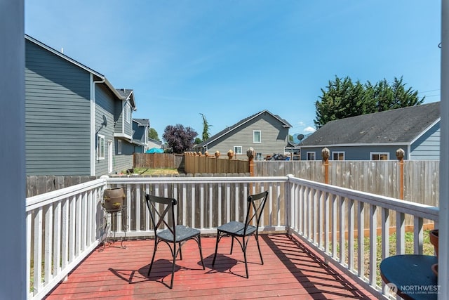 405 Spring Ln, Sedro Woolley, WA 98284 - wooden deck with a fenced backyard and a residential view