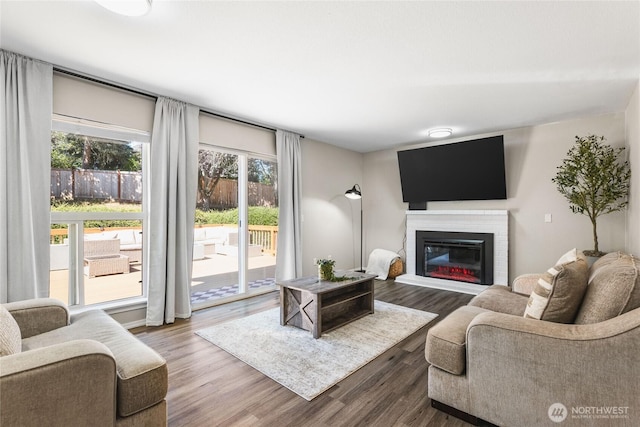 1617 SW 324th Pl, Federal Way, WA 98023 - living area with wood finished floors and a glass covered fireplace