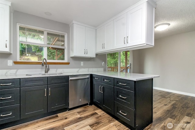 416 142nd Street Ct S, Tacoma, WA 98444 - kitchen featuring dishwasher, white cabinets, healthy amount of natural light, and dark cabinets
