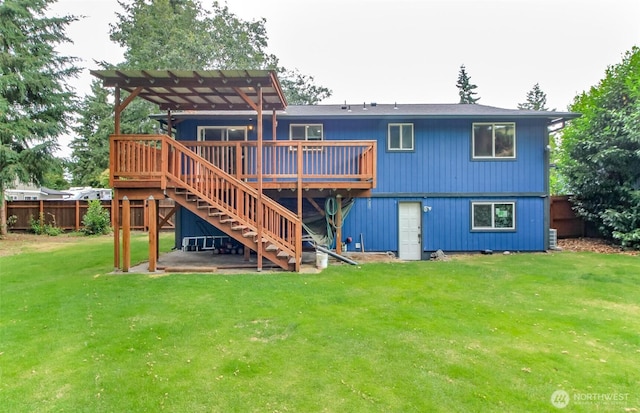 416 142nd Street Ct S, Tacoma, WA 98444 - back of property featuring a pergola, a deck, and stairway