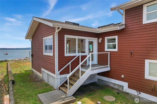 451 Beach Dr, Sequim, WA 98382 - entrance to property with a water view and crawl space
