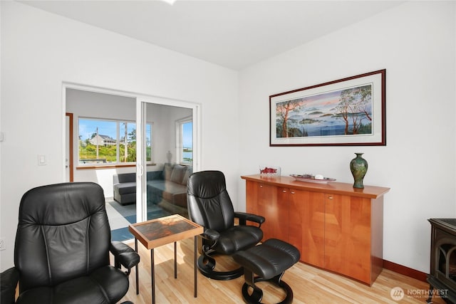 451 Beach Dr, Sequim, WA 98382 - living area with light wood-style flooring and an office area