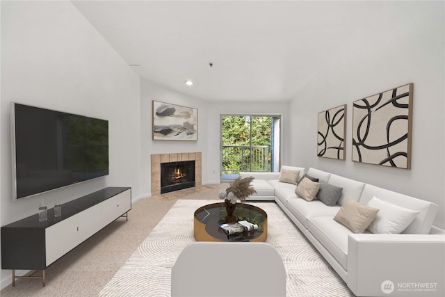 975 Aberdeen Ave NE Unit C306, Renton, WA 98056 - carpeted living room with a tiled fireplace and recessed lighting