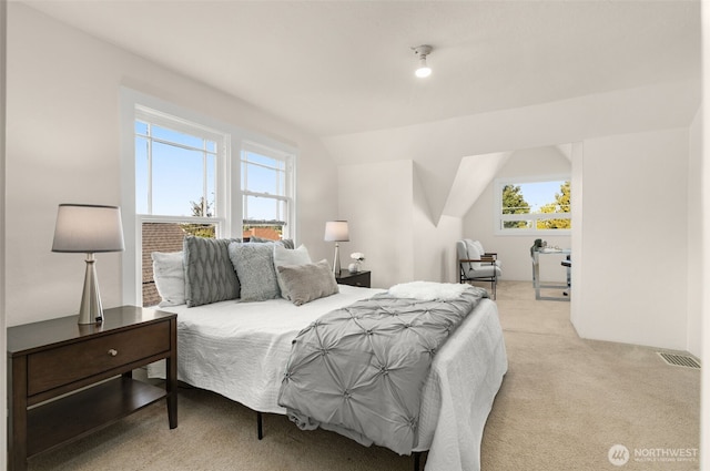 5803 Latona Ave NE, Seattle, WA 98105 - bedroom featuring light colored carpet and vaulted ceiling