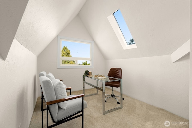 5803 Latona Ave NE, Seattle, WA 98105 - carpeted office featuring a skylight and lofted ceiling