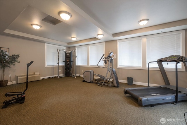 13301 SE 79th Pl Unit B-402, Newcastle, WA 98059 - workout area with carpet and a tray ceiling