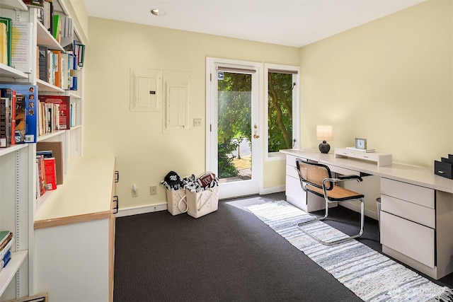 5115 NE Latimer Pl, Seattle, WA 98105 - carpeted home office featuring baseboards and electric panel