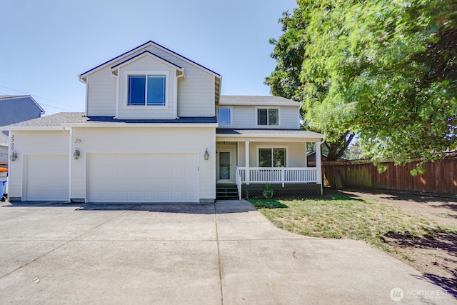 3300 NE 90th Cir, Vancouver, WA 98665 - traditional-style house with covered porch, driveway, a garage, and roof with shingles
