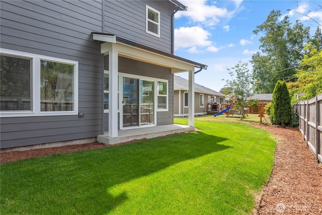 4710 Sagebrush Ln, Blaine, WA 98230 - fenced backyard featuring a playground
