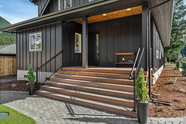 135 Main St E, Packwood, WA 98361 - entrance to property featuring a porch and board and batten siding