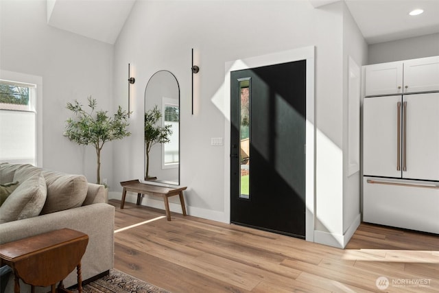 135 Main St E, Packwood, WA 98361 - entryway featuring light wood-style flooring, recessed lighting, and vaulted ceiling