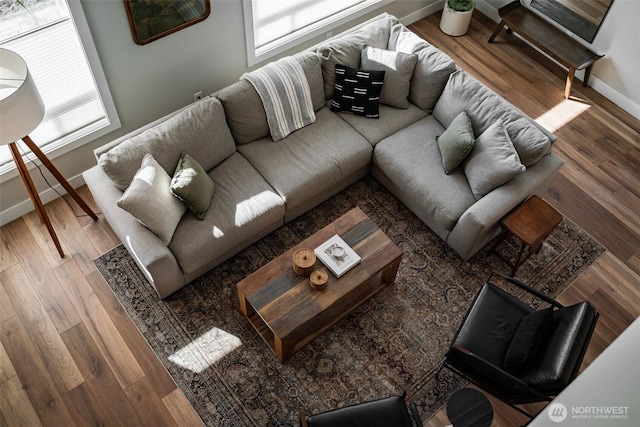 135 Main St E, Packwood, WA 98361 - living room featuring baseboards and wood finished floors