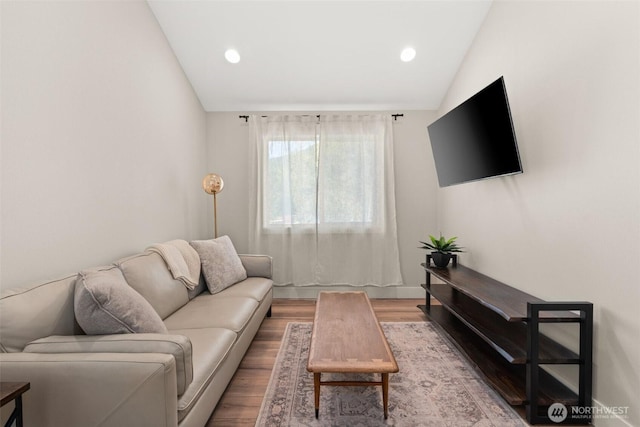135 Main St E, Packwood, WA 98361 - living area featuring wood finished floors and lofted ceiling