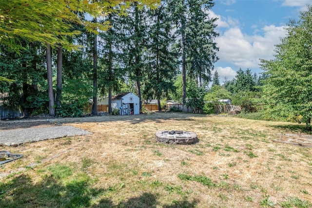 16420 SE 269th St SE, Covington, WA 98042 - view of yard with a fire pit and an outbuilding