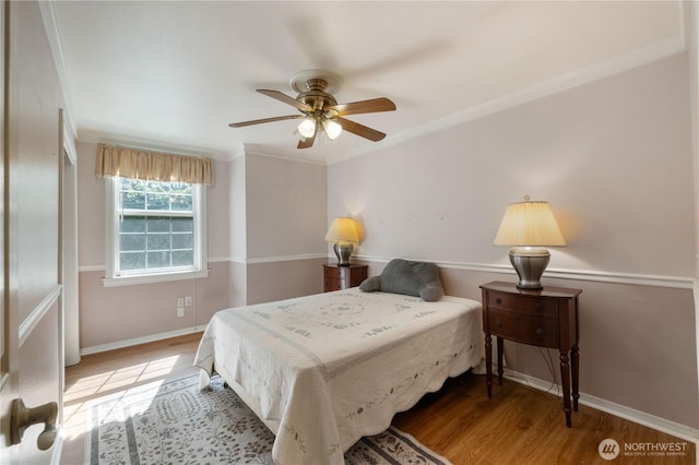 7829 197th Ave E, Bonney Lake, WA 98391 - bedroom featuring wood finished floors, ornamental molding, and ceiling fan