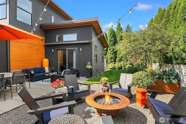 1808 2nd St, Kirkland, WA 98033 - view of patio with an outdoor living space with a fire pit