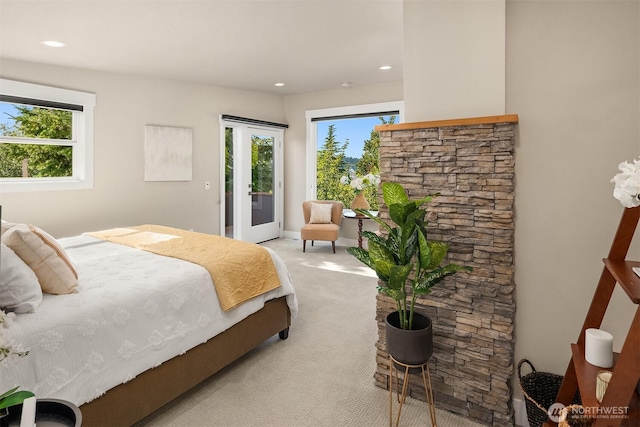 1808 2nd St, Kirkland, WA 98033 - bedroom with access to outside, light carpet, and recessed lighting