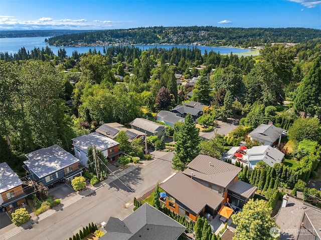 1808 2nd St, Kirkland, WA 98033 - aerial perspective of suburban area featuring a forest and a large body of water