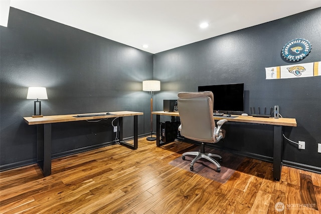 4201 SW 328th Ct, Federal Way, WA 98023 - home office featuring wood finished floors and a textured wall