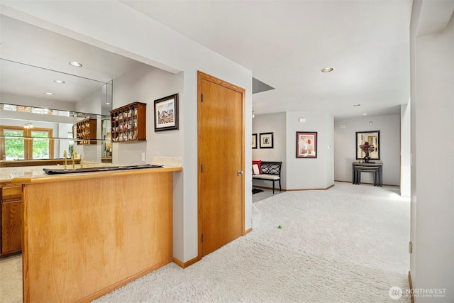 8834 Goldeneye Ln, Blaine, WA 98230 - kitchen featuring light carpet and recessed lighting