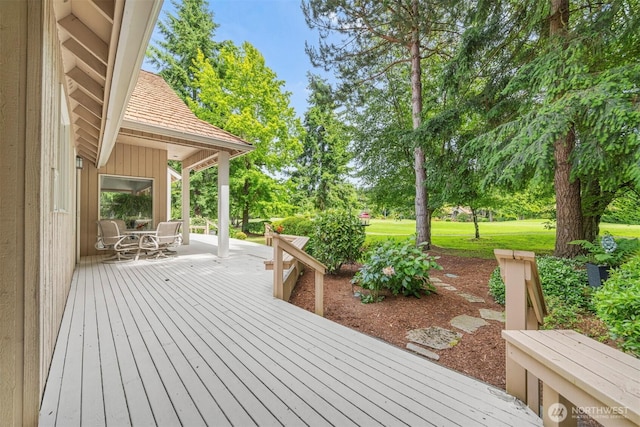 8834 Goldeneye Ln, Blaine, WA 98230 - deck featuring view of wooded area